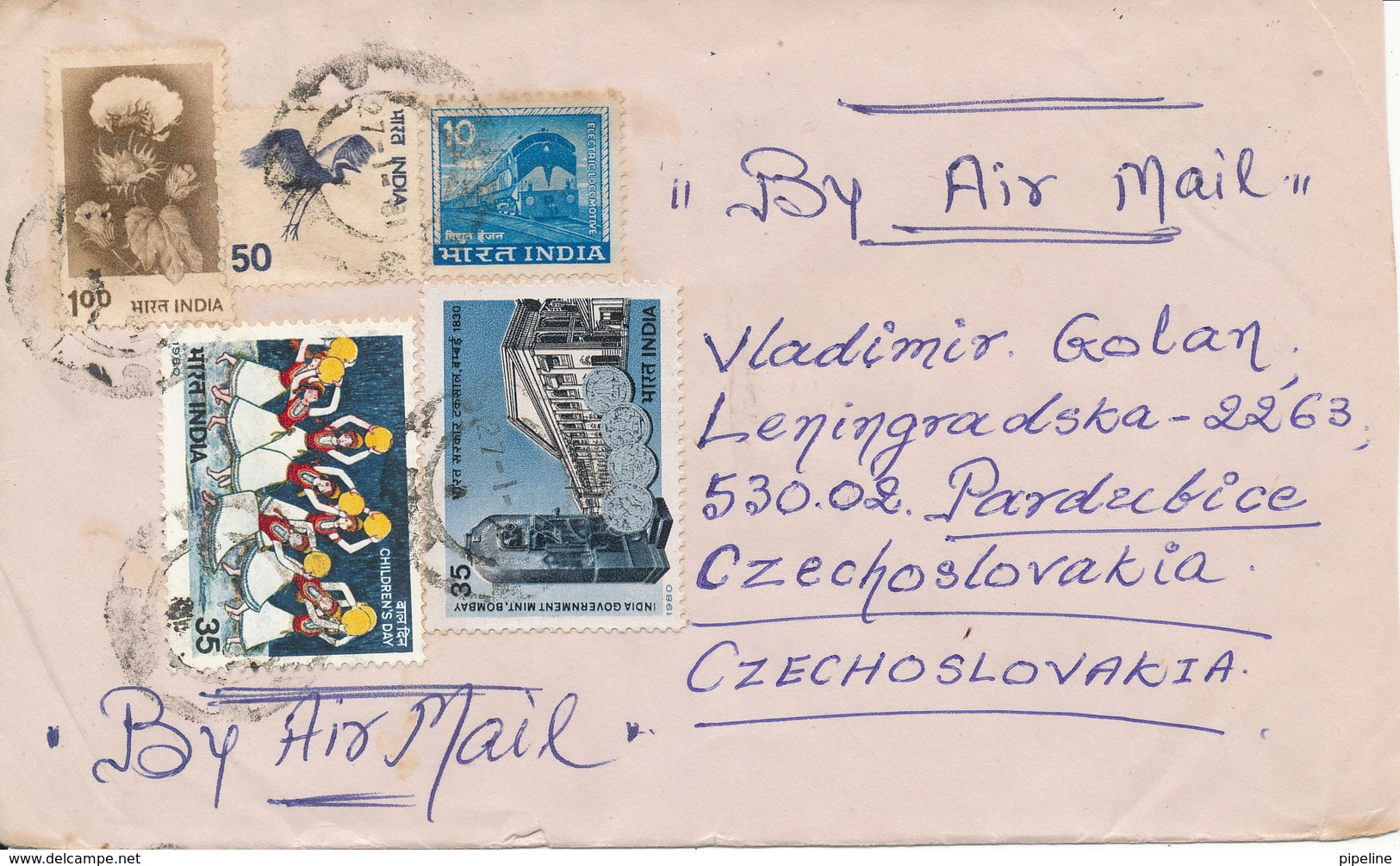 India Air Mail Cover Sent To Czechoslovakia  With A More Topic Stamps - Covers & Documents