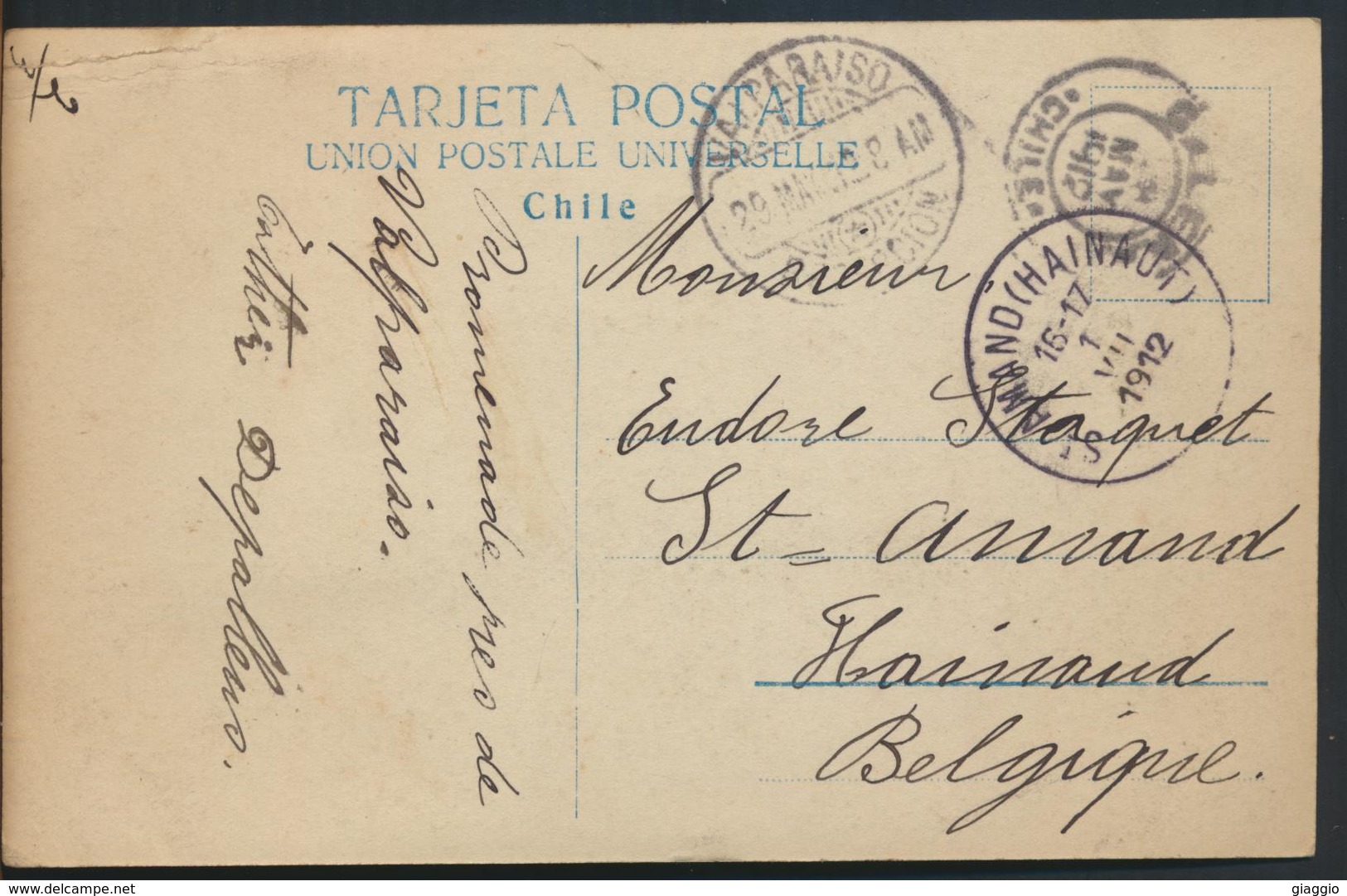 °°° 10990 - CILE CHILE - MEMBRILLO - 1912 With Stamps °°° - Cile