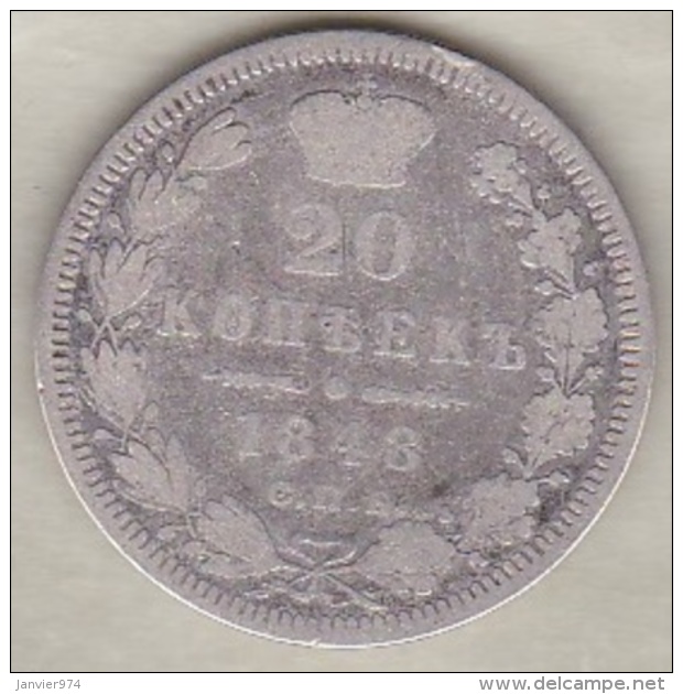 Russie . 20 Kopeks 1848 . Nicholas I. Argent. C# 165 - Rusia