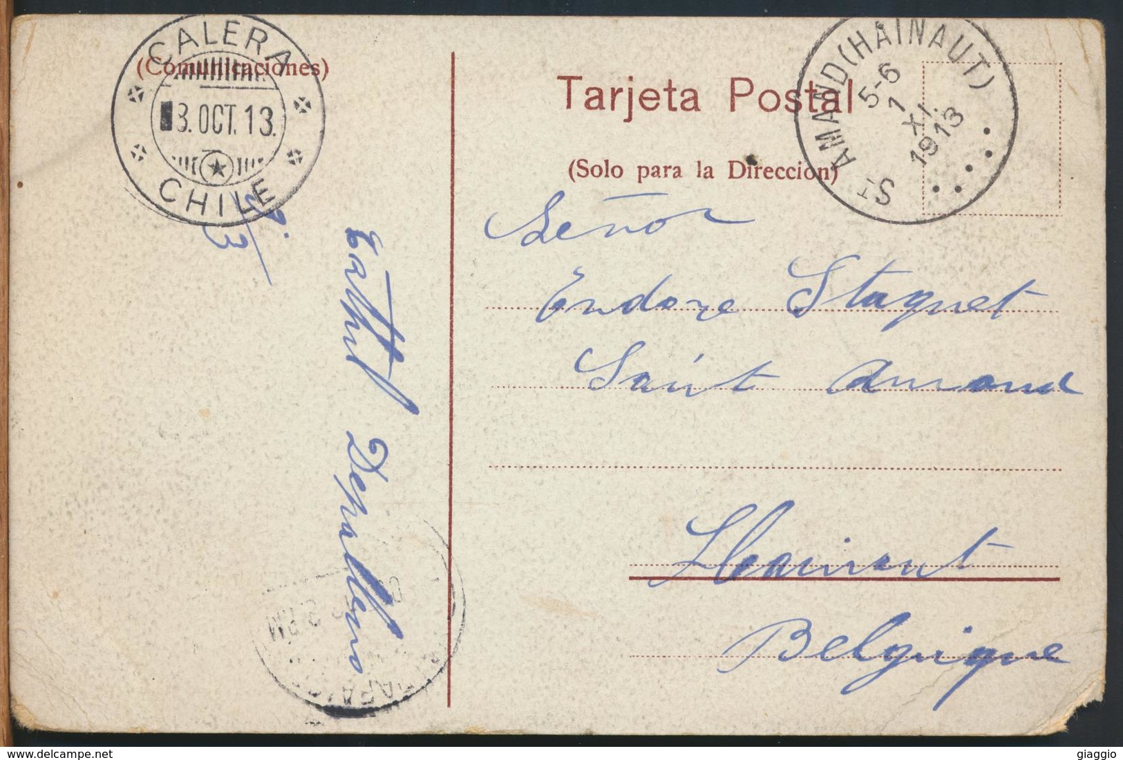 °°° 10994 - CILE CHILE - VALPARAISO PARQUE MUNICIPAL - 1913 With Stamps °°° - Cile