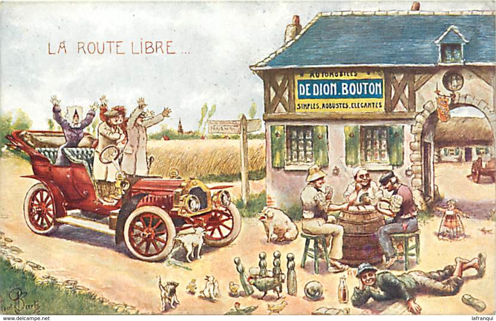 -ref  X150- Illustrateurs - Illustrateur Albert Beerts - Publicité Voiture Automobile De Dion Bouton -jeu De Quilles- - Beerts, Albert