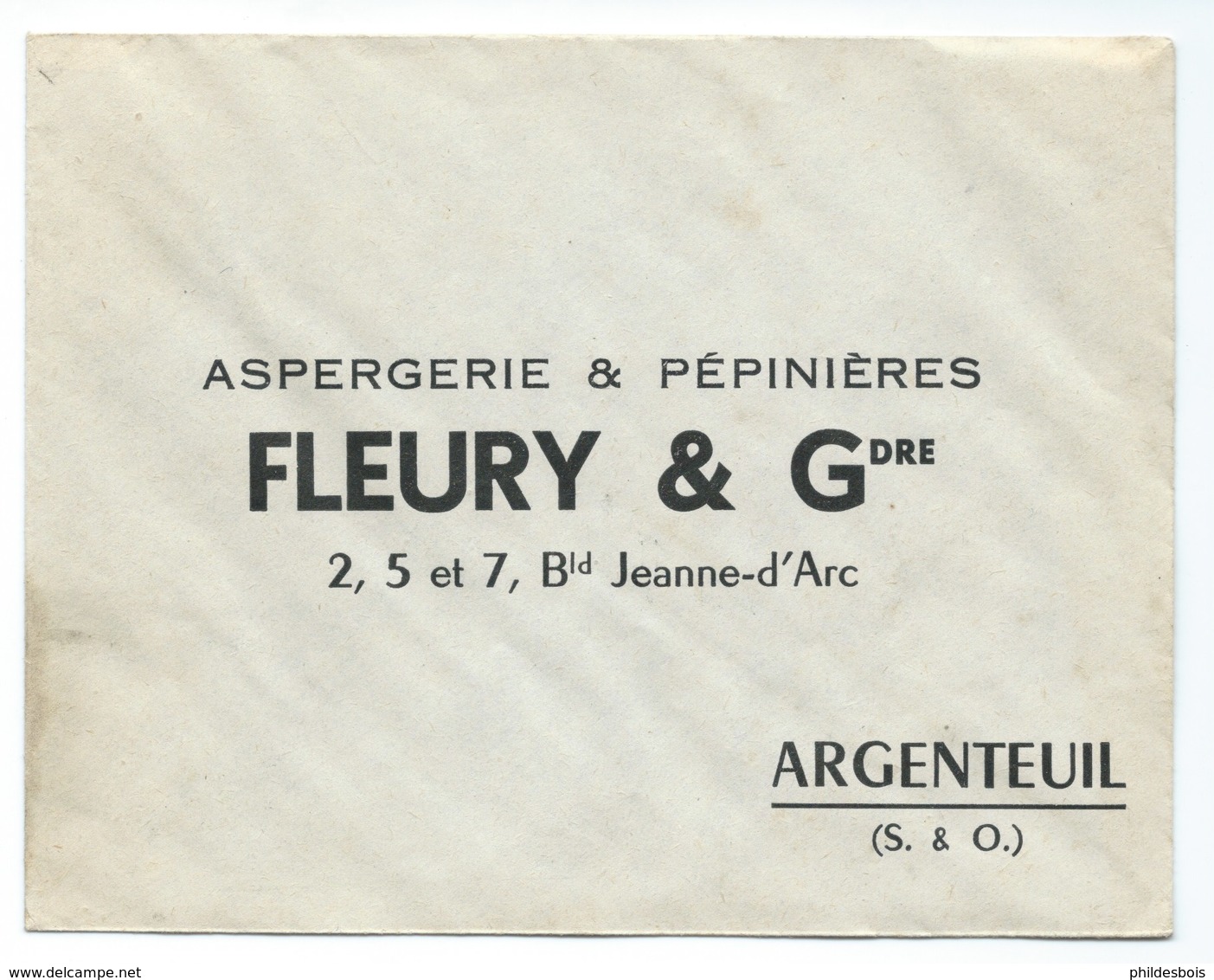 LETTRE  ARGENTEUIL FLEURY&Gdre  ASPERGERIE Et PEPINIERES - 1921-1960: Période Moderne