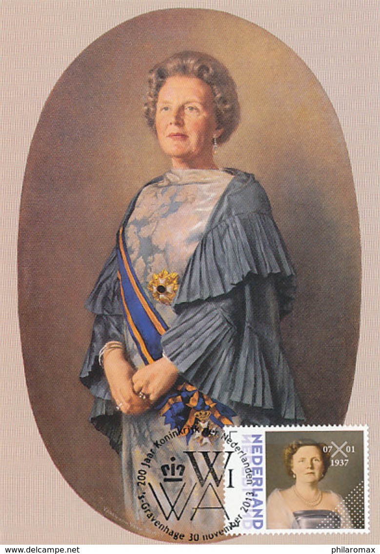 D33272 CARTE MAXIMUM CARD RR 2013 NETHERLANDS - QUEEN JULIANA DUTCH ROYALTY - SPEC. POSTMARK CP ORIGINAL - Familles Royales