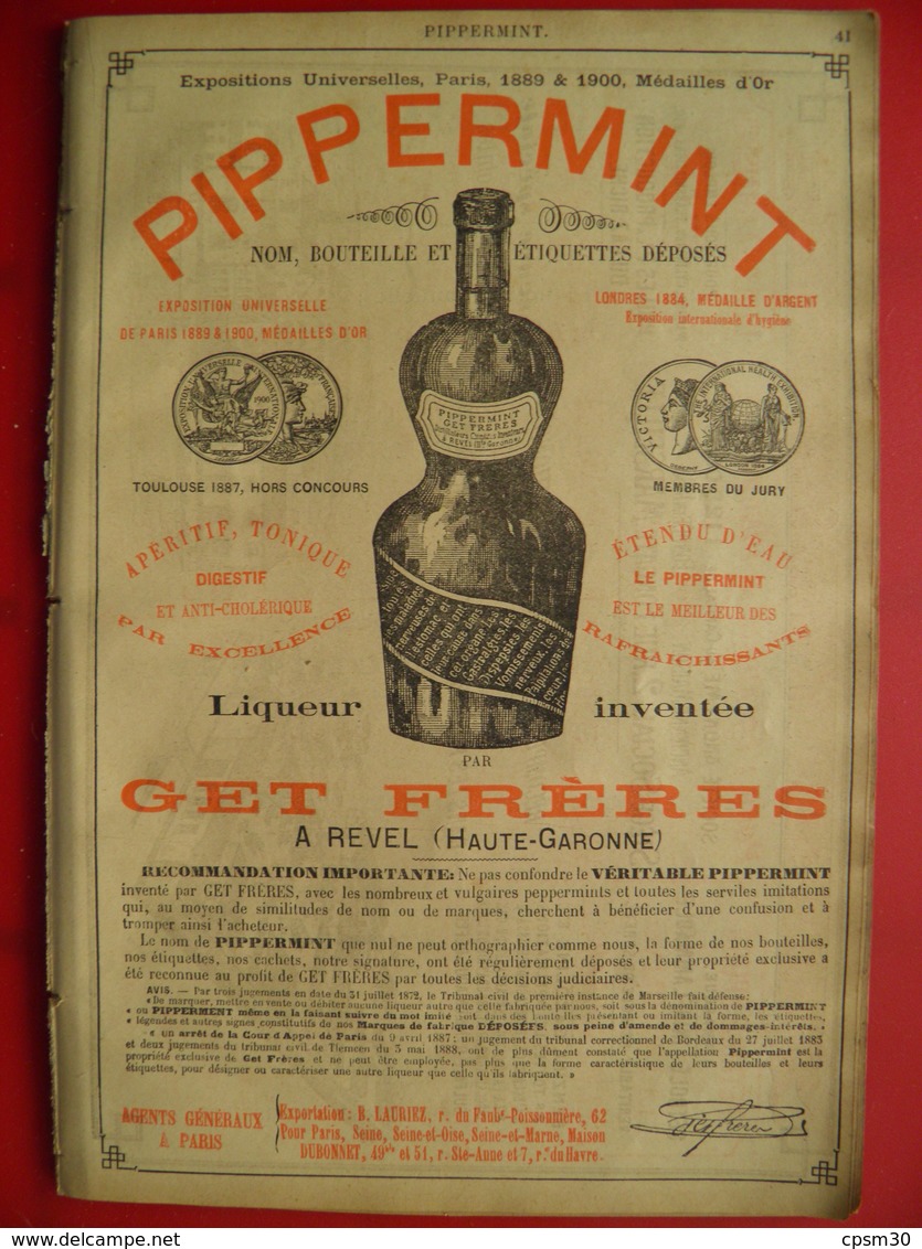 PUB 1901 - Pippermint à Revel 31; Tuileries De Marseille 13 BdR (35 Usines Vapeur) - Publicités