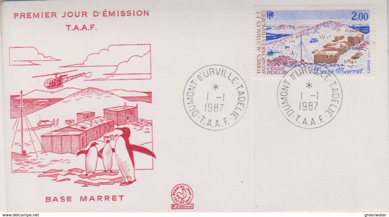 TAAF 1987 Base Marret 1v FDC (38530) - FDC