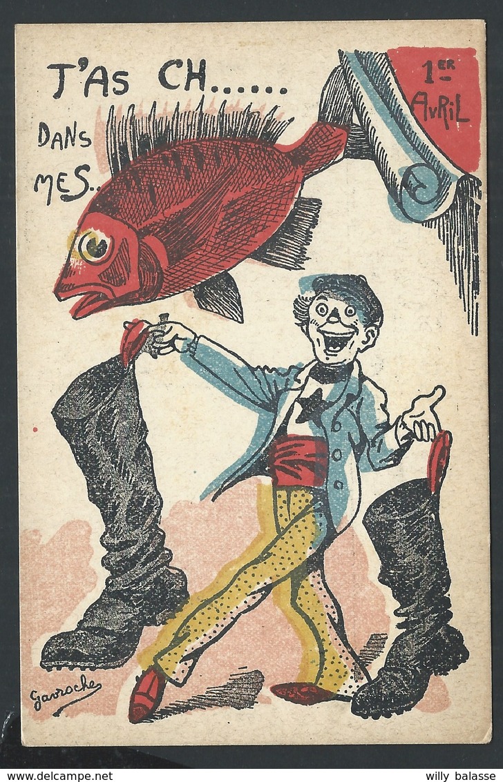 +++ CPA FANTAISIE - 1er Avril - Poisson - Illustrateur GAVROCHE - Humour Caricature  // - 1er Avril - Poisson D'avril