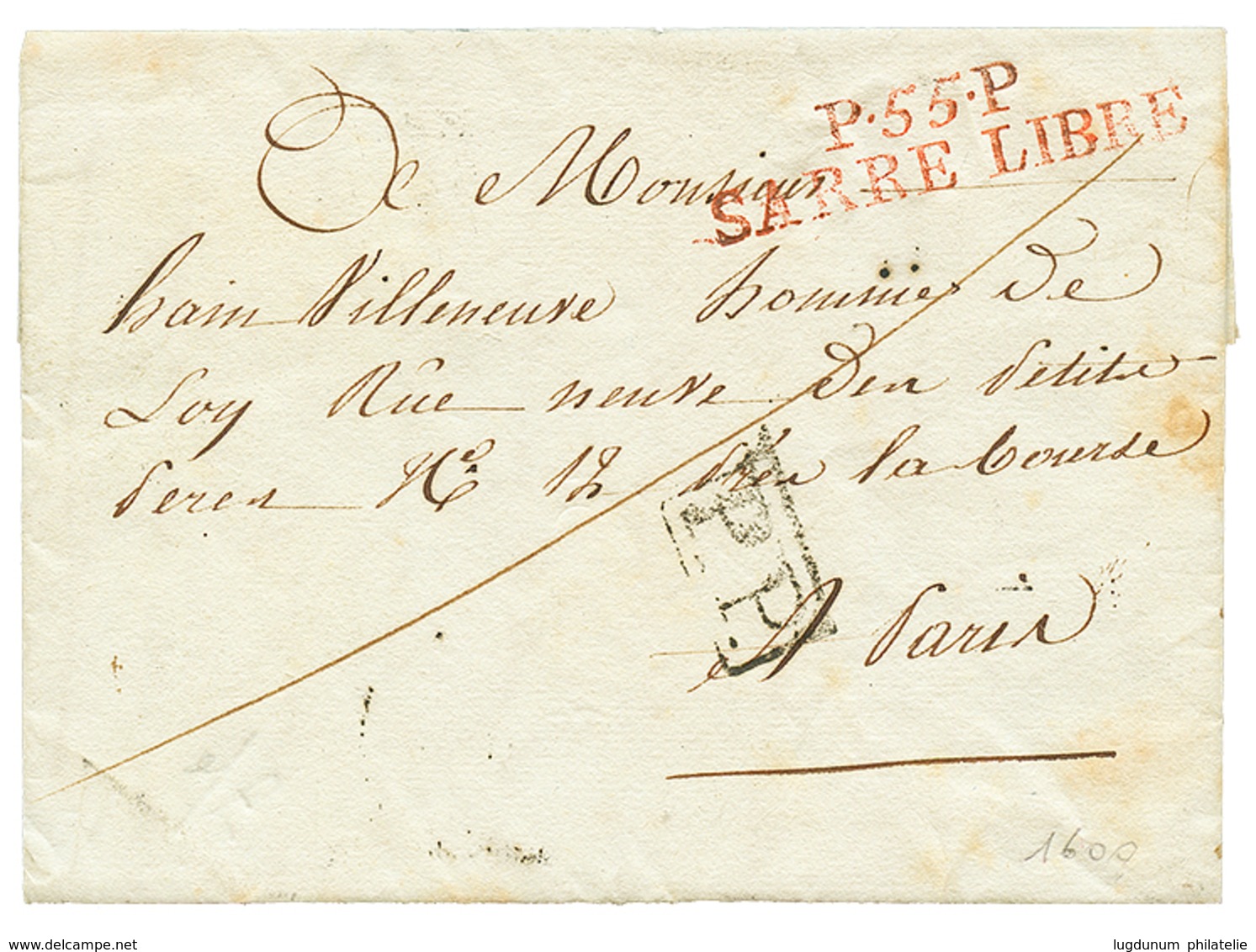 17 "SARRE LOUIS" : An 12 P.55.P SARRE LIBRE Rouge. Superbe. - 1801-1848: Précurseurs XIX