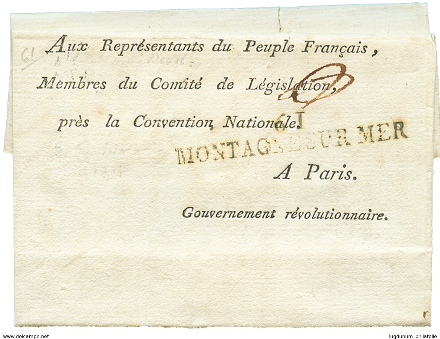 20 "MONTREUIL SUR MER" : An 2 61 MONTAGNE-S-MER Sur Lettre Pour PARIS + RETOUR. TB. - 1801-1848: Précurseurs XIX