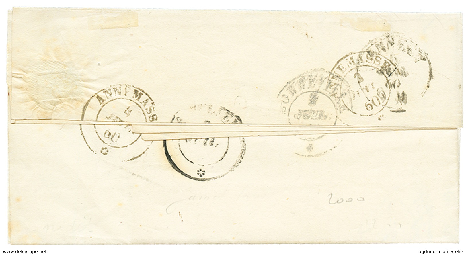 48 1860 20c(n°14) Obl. Cachet Sarde REIGNIER Squr Lettre Avec Texte Pour WIRY. RARE. Igné CALVES. TB. - Vide