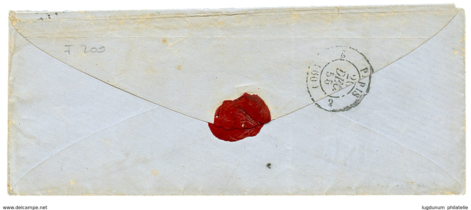 84 "BUREAU P" : 1855 20c(n°14) Obl. AOP + ARME D'ORIENT Bau P Sur Env. Pour PARIS. Signé J.F BRUN. TTB. - Army Postmarks (before 1900)