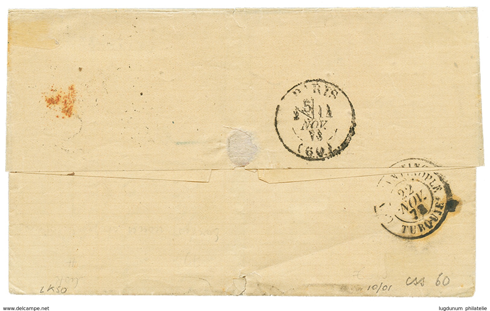 133 POSTE FERROVIAIRE : 1873 Paire 25c CERES Obl. Etoile De PARIS En BLEU (rare) + Paire 15c CERES Obl. Etoile De PARIS  - 1871-1875 Ceres