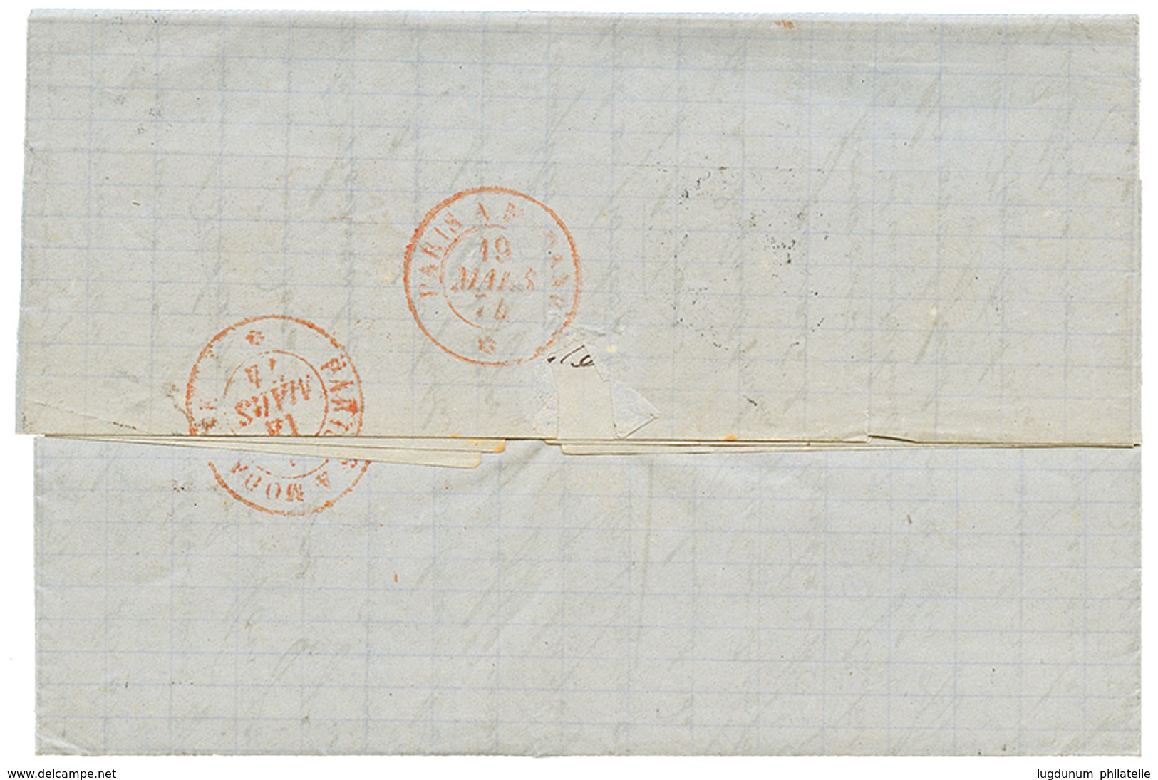 139 "1F30 Pour La MALAYSIE" : 1874 CERES Paire 40c(x2) + 25c CERES (x2) Sur Lettre De MARSEILLE Via BRINDISI Pour PENANG - 1871-1875 Ceres