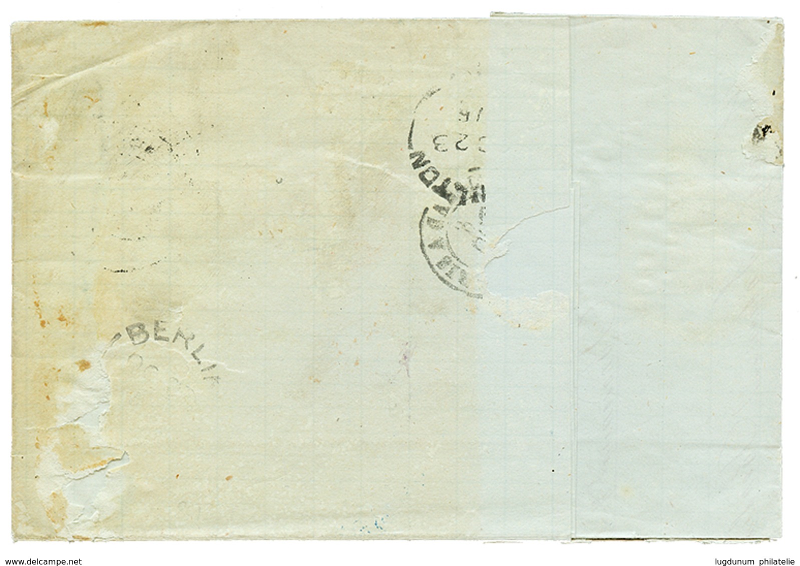 141 1875 CERES 30c(x2) +40 Sur Lettre De BORDEAUX Pour BERLIN (CANADA). Cachet D' Entrée Bleu ALLEMAGNE ERQ. PARIS Au Re - 1871-1875 Ceres