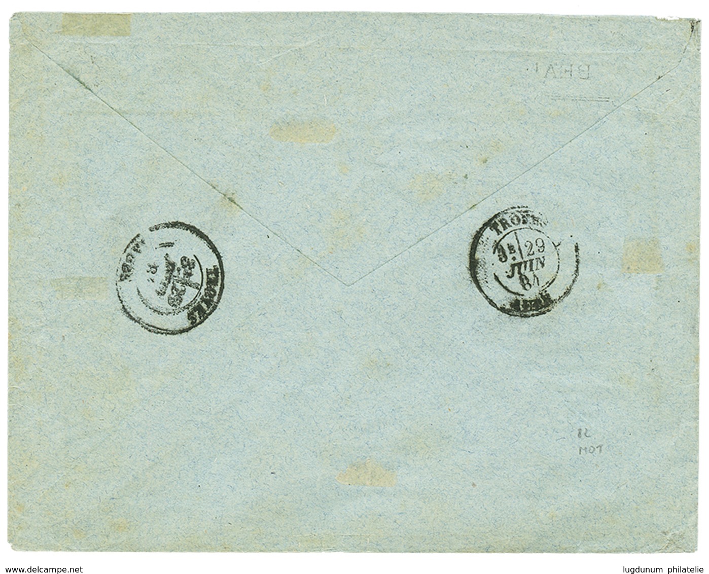 170 1884 15c SAGE Obl. LOCHES Sur Env. Taxée Avec TAXE 15c(n°16) + 40c(n°19). Taxe érronée à 55c Aulieu De 45c (2éme éch - Sonstige & Ohne Zuordnung