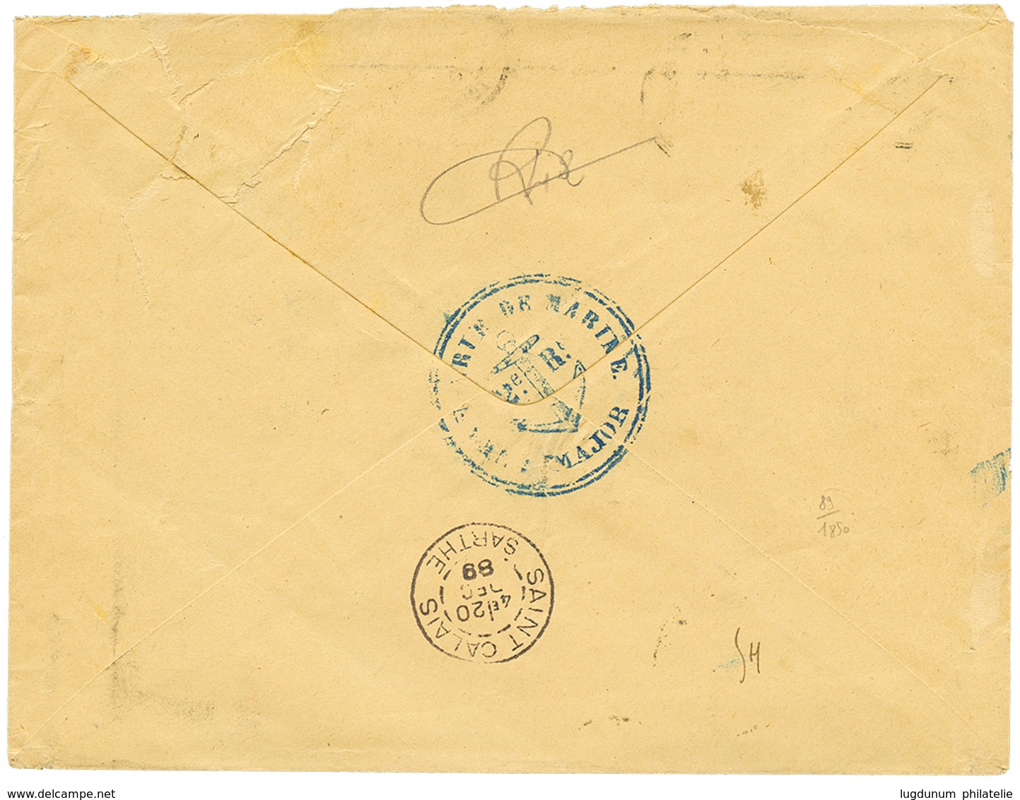 172 1889 SAGE 5c + 15c Obl. BREST Sur Env. Taxée à SAINT CALAIS Avec TAXE 10c(N°15) + 60c(n°21). Lettre 3éme échelon Aff - Sonstige & Ohne Zuordnung