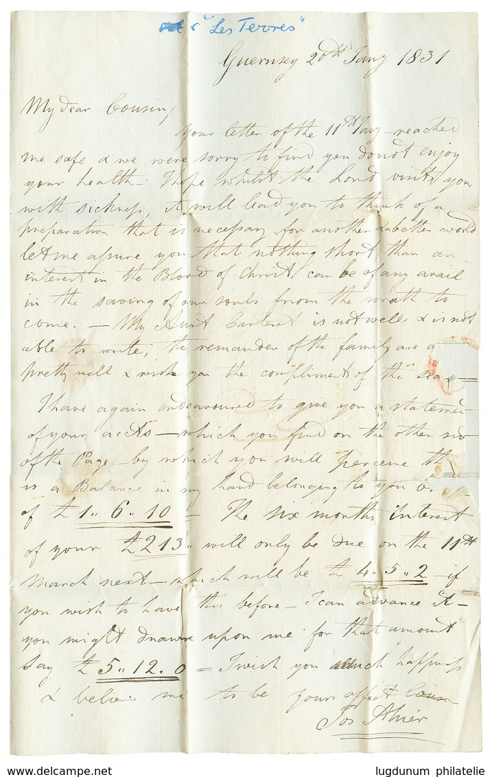 187 1831 GRANDE BRETAGNE PAR ST MALO + Taxe 6 Sur Lettre Avec Texte 4 Pages) De GUERNESEY" Pour ST MALO. TB. - 1701-1800: Precursors XVIII