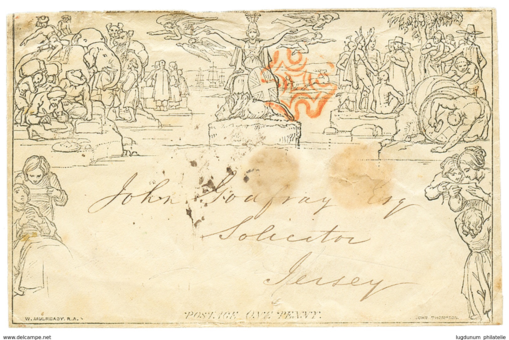 189 "MULREADY Pour JERSEY" : 1840 Enveloppe "MULREADY" 1d (N° A181) Pour JERSEY. Verso, LS 22 JU 1840. TB. - 1701-1800: Vorläufer XVIII