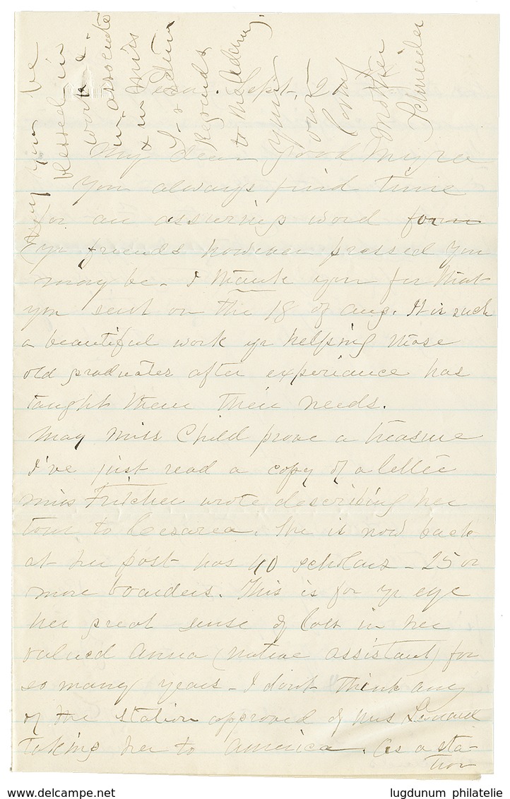 218 "CONSTANTINOPLE Via LATTAQUIE Pour KESSALA" : 1880 25c SAGE Obl. CONSTANTINOPLE GALATA + "Via LATAKIA" Sur Enveloppe - Sonstige & Ohne Zuordnung