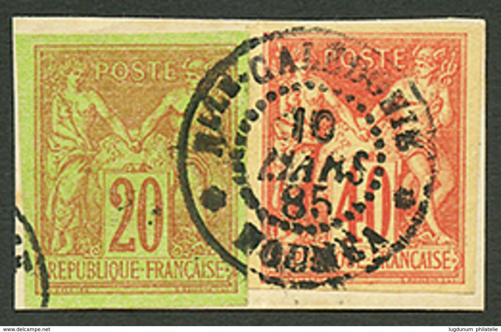 301 COLONIES GENERALES 20c + 40c SAGE TTB Margés Obl. NLLE CALEDONIE NOUMEA Sur Fragment. Superbe. - Other & Unclassified