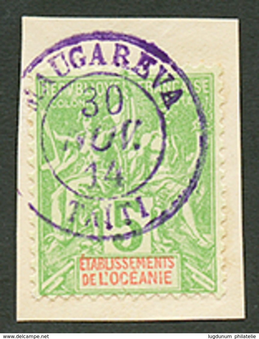 306 OCEANIE 5c Obl. MAUGAREVA TAITI En Violet Sur Fragment. Rare (orthographe Erronée Pour MANGAREVA). Superbe. - Autres & Non Classés