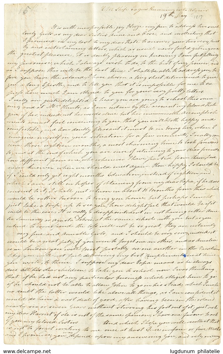 351 ALGERIE - PRECURSEUR : 1819 Taxe "1/8" Sur Lettre D'un Navire De Guerre Anglais Avec Texte (4 Pages) Daté "H.M.S SHI - Altri & Non Classificati