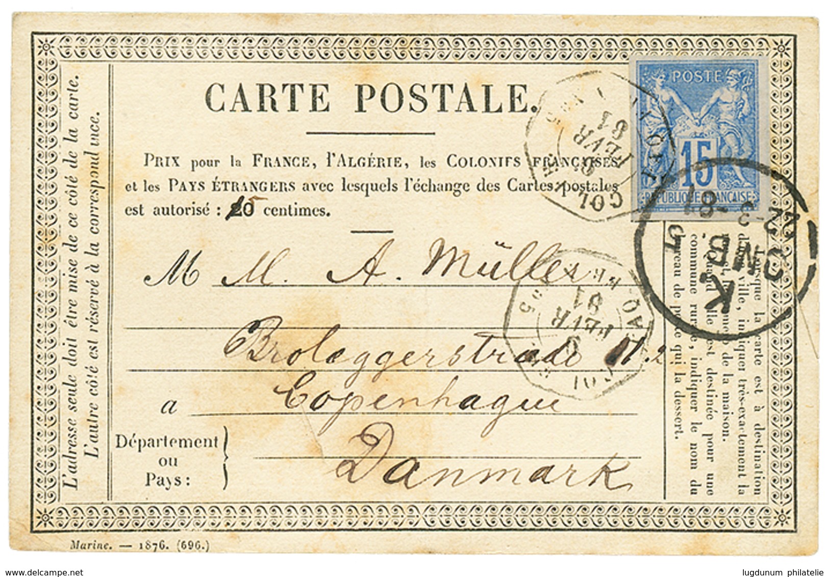 386 "CARTE PRECURSEUR Utilisée En INDOCHINE" : 1881 CG 15c SAGE TB Margé Obl. COL. FR PAQ FR N N°5 Sur CARTE Datée "SAIG - Sonstige & Ohne Zuordnung