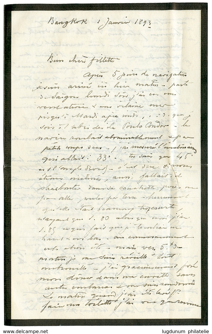 389 "BANGKOK (SIAM) Via SAIGON ": 1893 COLONIES GENERALES 25c Obl. SAIGON CENTRAL Sur Enveloppe Avec Texte Daté "BANGKOK - Altri & Non Classificati