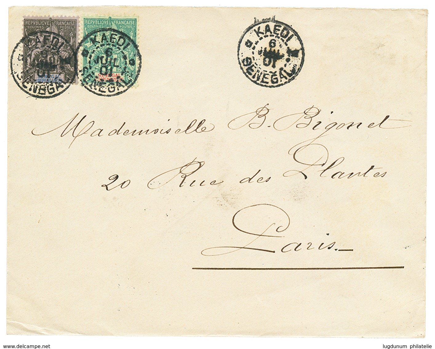 406 MAURITANIE - PRECURSEUR : 1901 SENEGAL 5c + 10c Obl. KAEDI SENEGAL Sur Enveloppe Pour PARIS. TTB. - Sonstige & Ohne Zuordnung