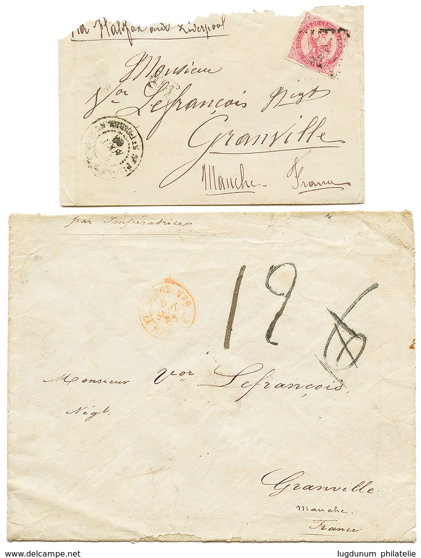 438 ST PIERRE ET MIQUELON : 1863/65 Lot De 2 Lettres Dont 80c AIGLE Pour GRANVILLE. B/TB. - Sonstige & Ohne Zuordnung