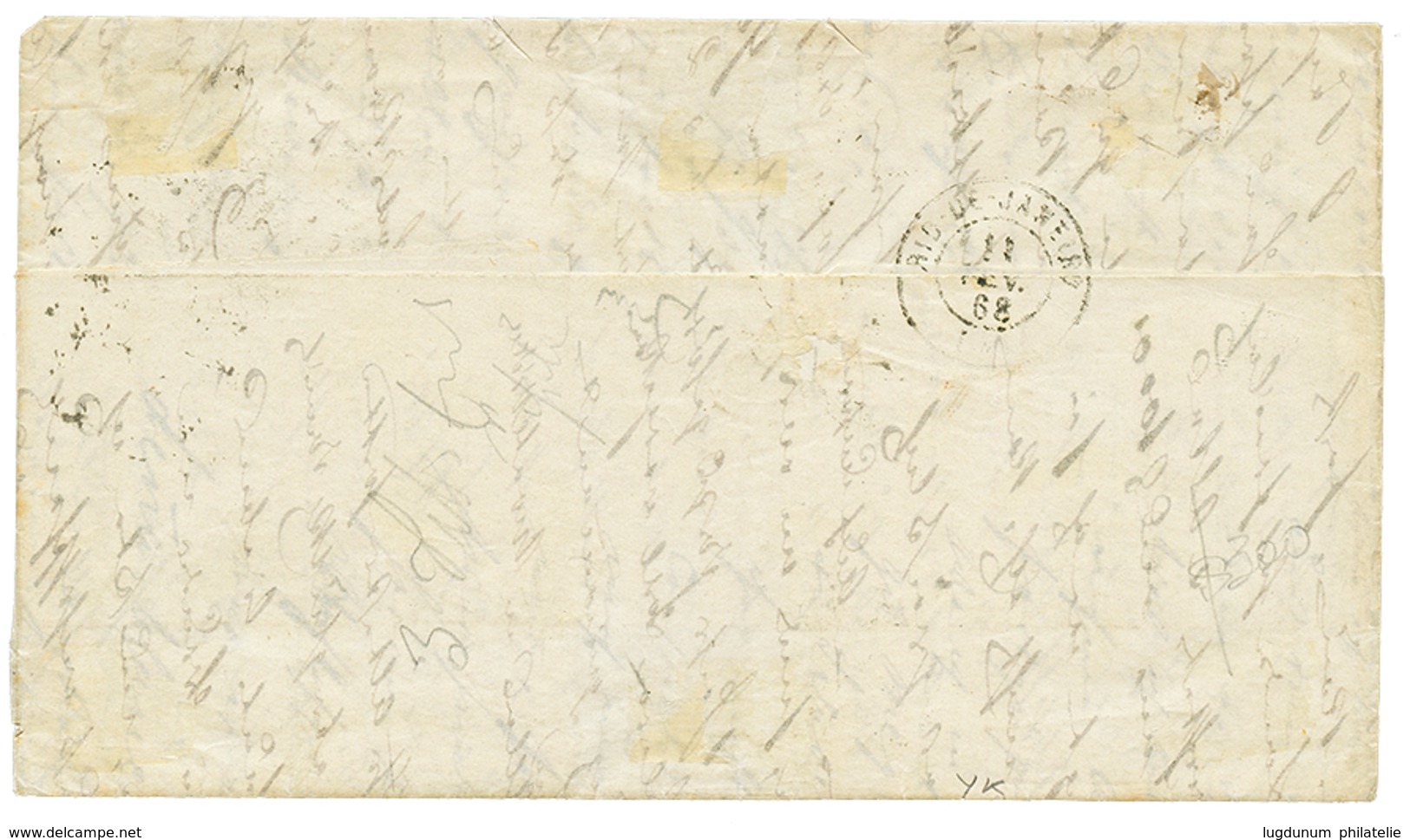 453 ARGENTINA : 1868 Extremely Rare Exchange Marking F/19 + BUENOS-AYRES PAQ FR K N°1 On Entire Letter From BUENOS-AYRES - Sonstige & Ohne Zuordnung