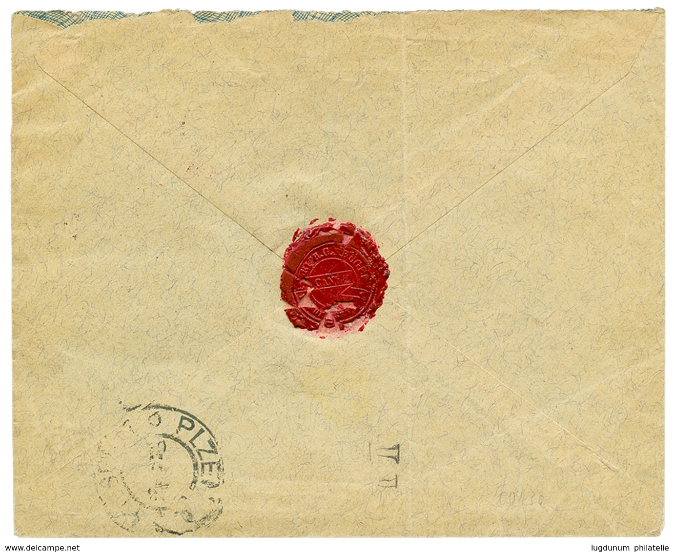 472 1904 25c(x2) Canc. I.R SPEDIZIONE POSTALE CANEA On REGISTERED Envelope To PILSEN(BOHEMIA). Vvf. - Eastern Austria