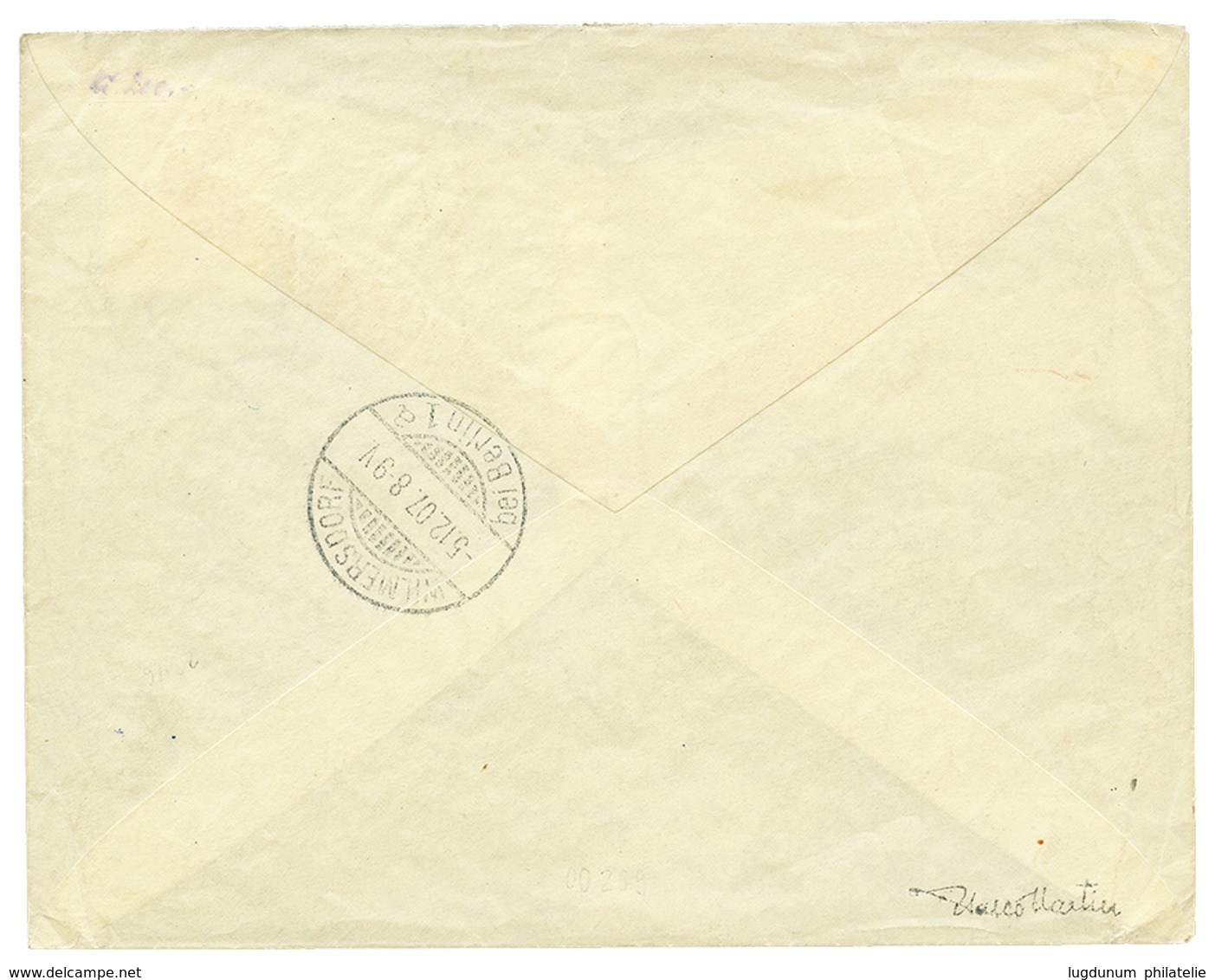 473 "CANEA " : 1907 2 FRANCS Violet Canc. CANEA On REGISTERED Envelope To GERMANY. Superb. - Eastern Austria