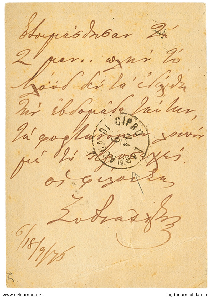 476 CYPRUS : 1875 AUSTRIA P./Stat 2k + 3k Canc. TRIESTE On Card To LEUCOSSIA CYPRUS. Light Crease. Verso, Rare LARNACA D - Eastern Austria