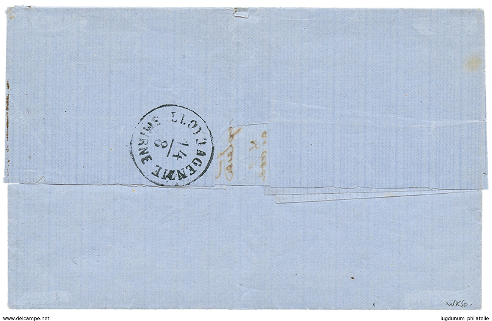 477 CYPRUS : 1875 10 SOLDI Canc. LARNACA DI CIPRO On Entire Letter To METELINE. Verso, LLOYD SMIRNE. Vvf. - Oriente Austriaco