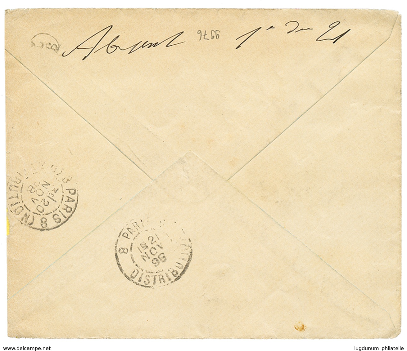 485 "METELINE" : 1898 2P Canc. METELINO On REGISTERED Envelope To FRANCE. Vf. - Levante-Marken