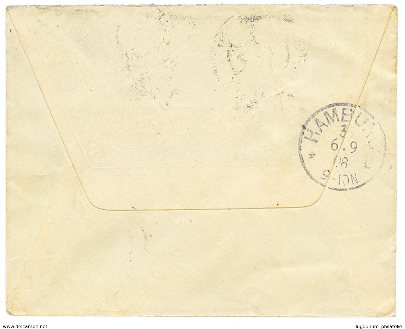 499 "SAMSUN" : 1908 20p(x2) + 1P Canc. SAMSUN On REGISTERED Envelope To HAMBURG. Vvf. - Levante-Marken