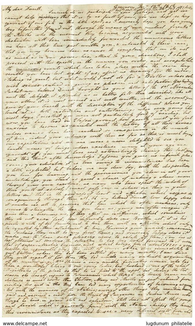 549 "GUERNESEY To MALTA" : 1816 Entire Letter From GUERNESEY To "H.M.S TAGUS", MALTA. Vf. - Guernsey