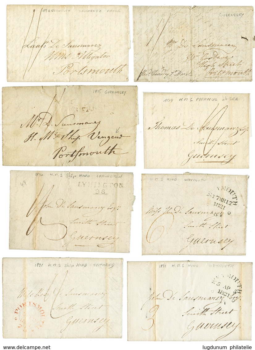 560 1814/29 20 Entire Letters From Durell SAUSMANEZ Written Whilst Serving On Various NAVAL Ships To His Family In GUERN - Guernsey