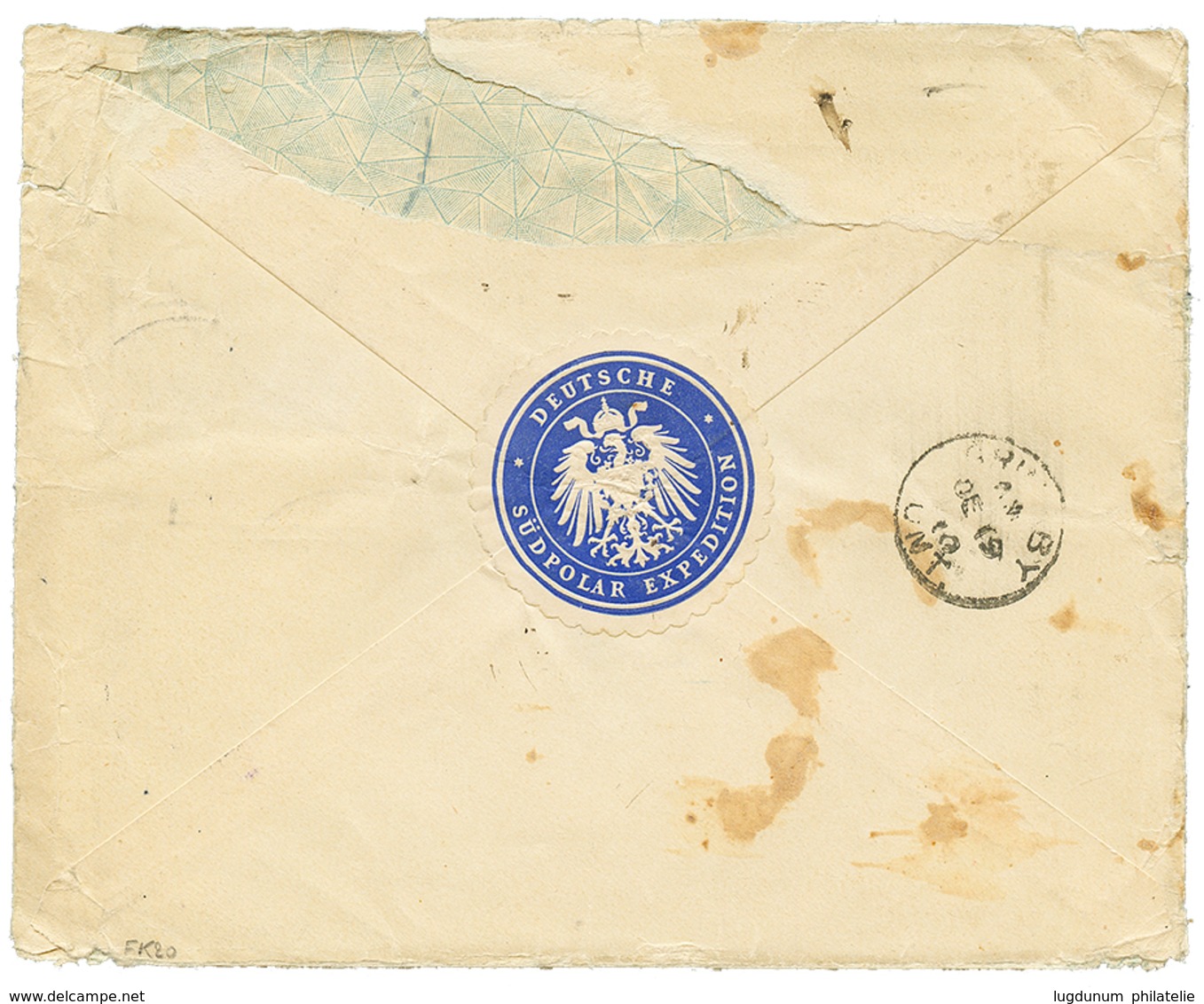 570 "DEUTSCHE SÜDPOLAR EXPEDITION" : 1910 GERMANY 10pf Block Of 4 (1 Copy With Fault) Canc. CHARLOTTENBURG On Envelope W - Otros & Sin Clasificación