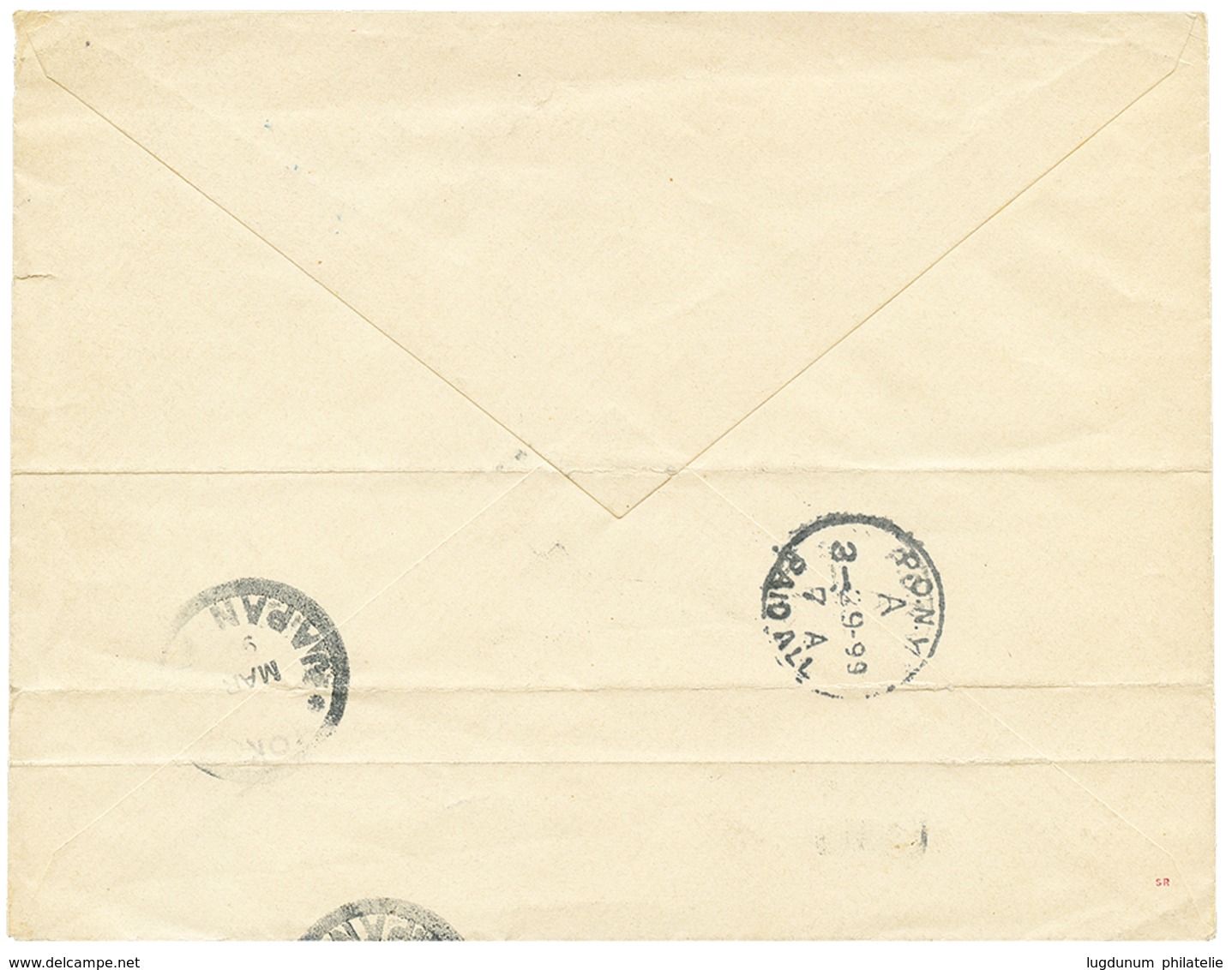 671 "SHIP MAIL In The Sea Of JAPAN" : 1899 RUSSIA 3k(x2) + 2k(x2) Canc. NAGASAKI JAPAN + Boxed PAQUEBOT On Envelope To N - Otros & Sin Clasificación