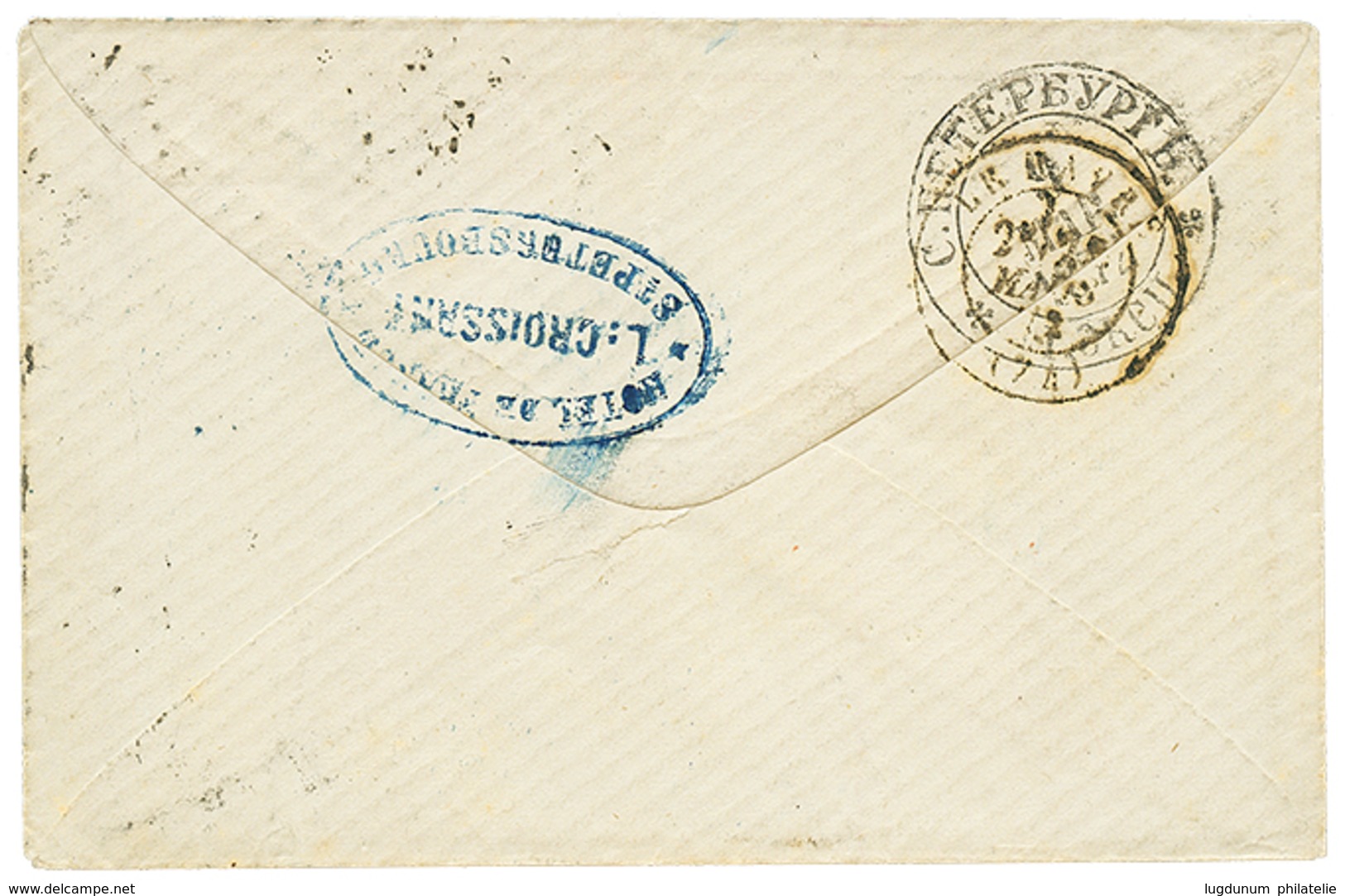 724 RUSSIA : 1872 3k + 5k WMK Vertical (n°20B) + 20k WMK Vertical (n°22B) On Envelope From ST PETERSBURG To FRANCE. Scar - Other & Unclassified