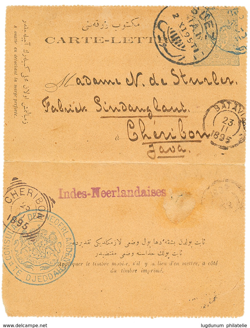 736 SAUDI ARABIA - CONSULAR Mail : 1895 TURKEY P./Stat 1P Datelined "DJEDDAH" To CHERIBON (NETHERLAND INDIES). Verso, Ex - Saudi-Arabien