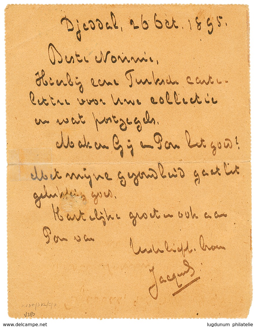 736 SAUDI ARABIA - CONSULAR Mail : 1895 TURKEY P./Stat 1P Datelined "DJEDDAH" To CHERIBON (NETHERLAND INDIES). Verso, Ex - Saudi Arabia