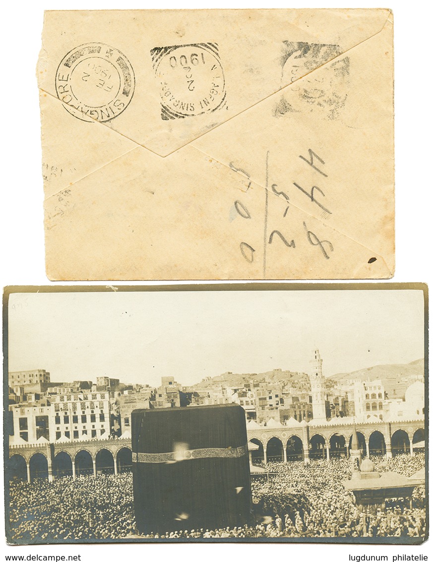 737 SAUDI ARABIA : 1900 TURKEY 1p Canc. MEKKE On Envelope (reduced At Right) With Nice Photo To NETHERLAND INDIES. Verso - Saudi-Arabien