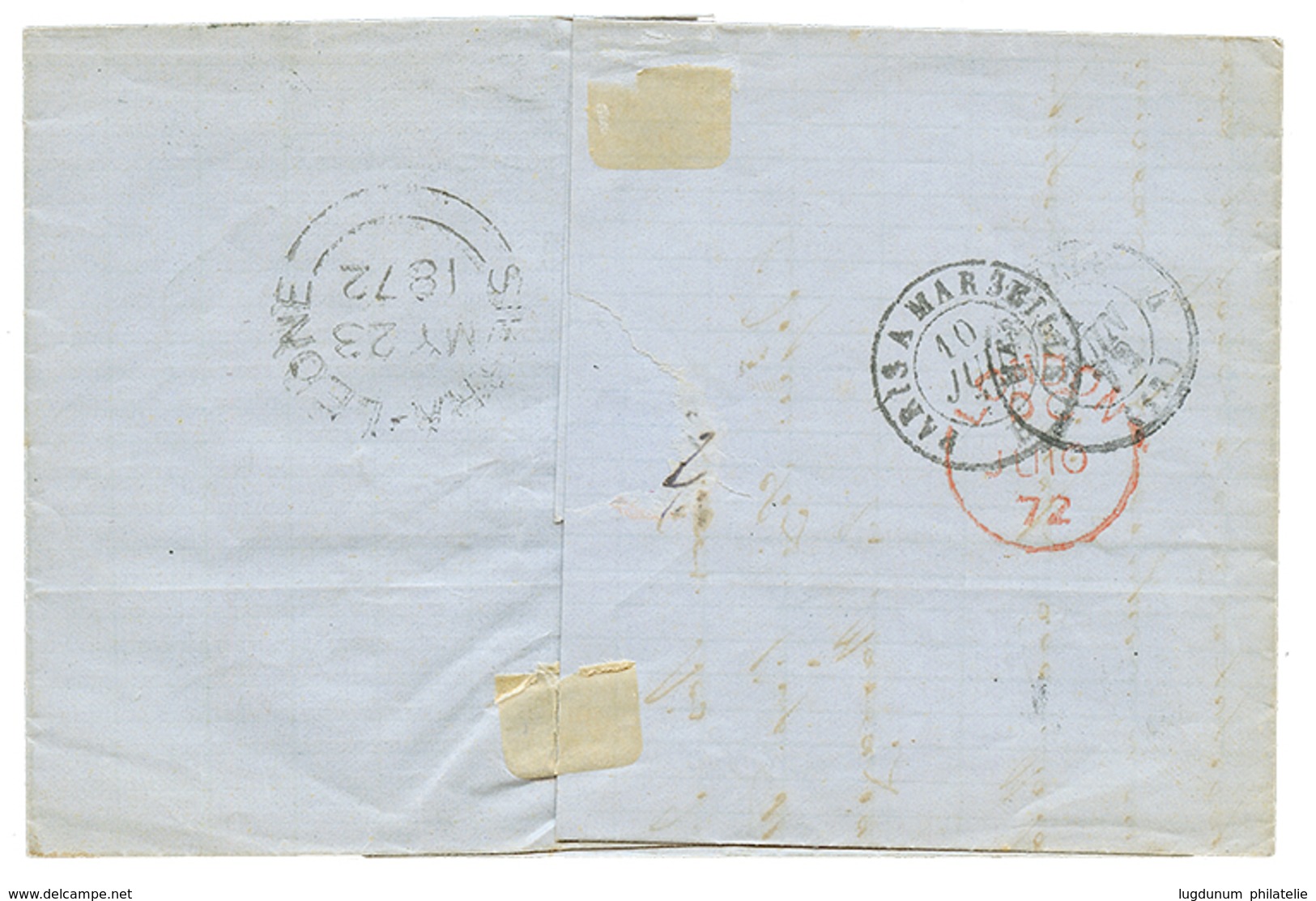 742 "GREEK Merchant In SIERRA-LEONE" : 1872 GB/2F + "12" Tax Marking On Commercial Letter Written In GREEK Language To F - Sierra Leone (...-1960)