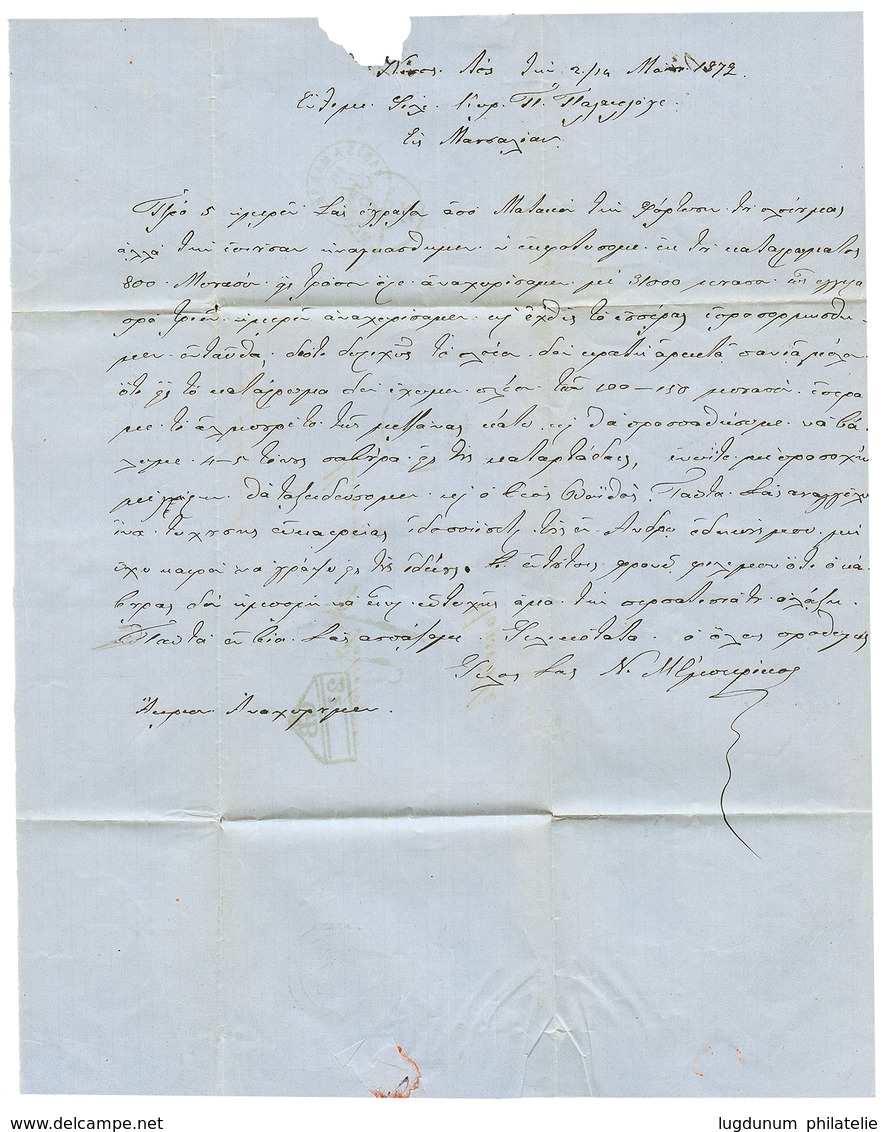 742 "GREEK Merchant In SIERRA-LEONE" : 1872 GB/2F + "12" Tax Marking On Commercial Letter Written In GREEK Language To F - Sierra Leone (...-1960)