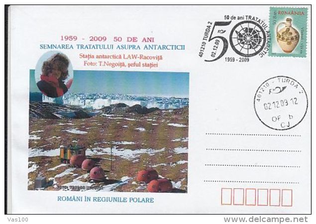 ANTARCTIC TREATY, LAW-RACOVITA STATION, SPECIAL COVER, 2009, ROMANIA - Traité Sur L'Antarctique
