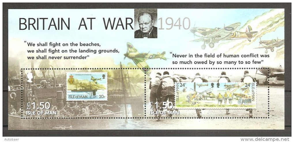 IOM Isle Of Man 2010 Michel No. Bl. 72 (1607-08) I Battle Of Britain Sheetlet MNH Postfrisch - Man (Eiland)