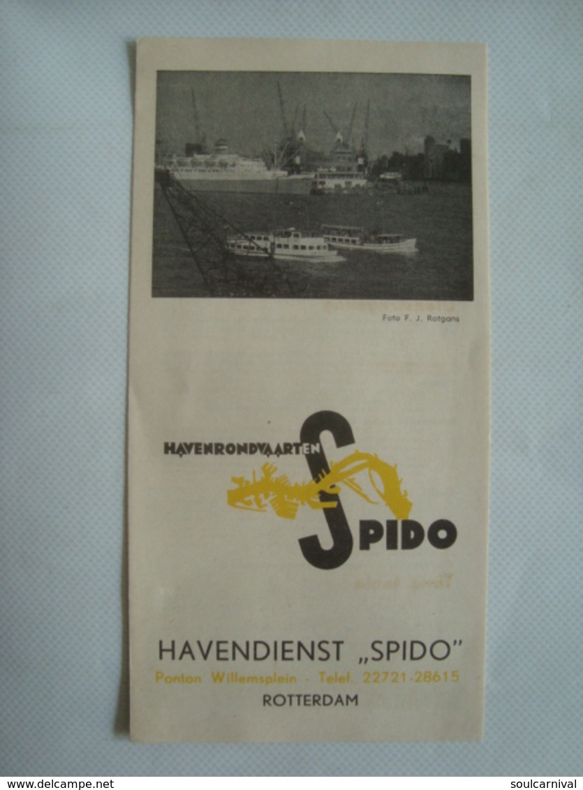 HAVENRONDVAARTEN SPIDO HAVENDIENST SPIDO. ROTTERDAM - HOLLAND, 1950 APROX. - Dépliants Touristiques