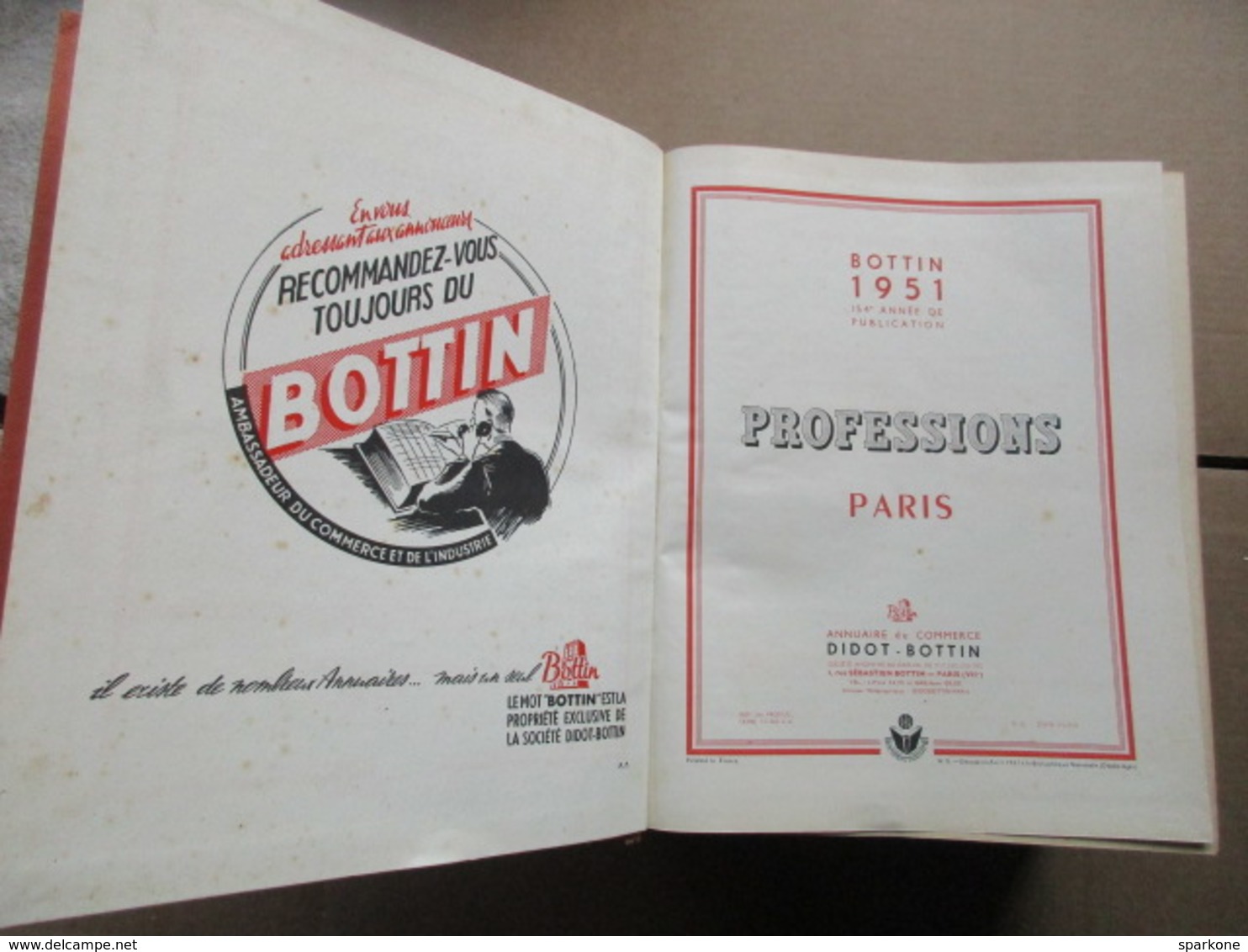 Annuaire du Commerce / Didot-Bottin / Professions Paris de 1951